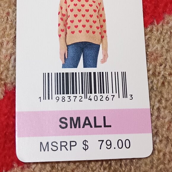 NEW Vince Camuto Women's Heart Pattern Sweater Camel - Picture 9 of 12